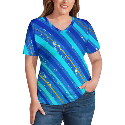 Gavin Scott Ice Silk V-Neck Short-sleeve Shirt (Femme S-5XL)