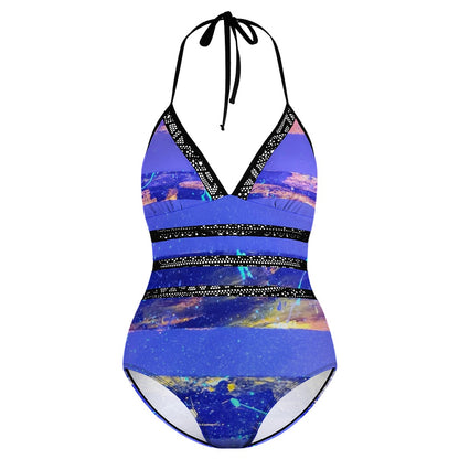 Gavin Scott Lace Halter One-Piece Swimsuit (Femme XL-4XL)