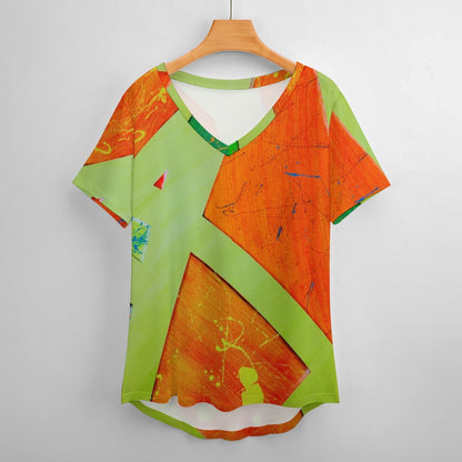 Gavin Scott Ice Silk V-Neck Short-sleeve Shirt (Femme S-5XL)