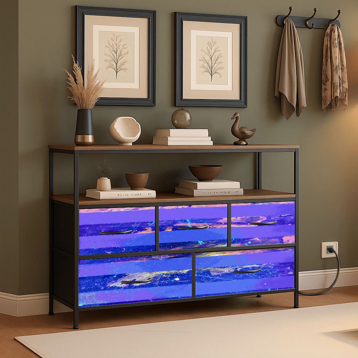 Gavin Scott TV Stand w/5 Drawer Dresser & Charging Station