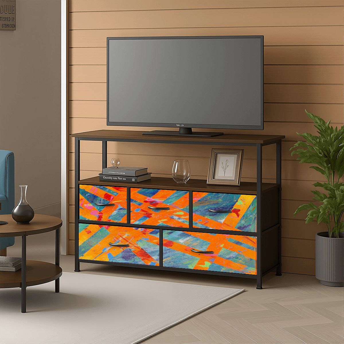 Gavin Scott TV Stand w/5 Drawer Dresser & Charging Station