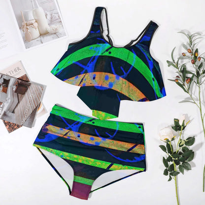 Gavin Scott Ruffled Two Piece Swimsuit (Femme XL-4XL)