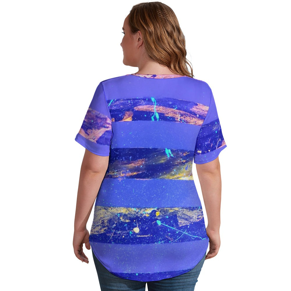 Gavin Scott Ice Silk V-Neck Short-sleeve Shirt (Femme S-5XL)