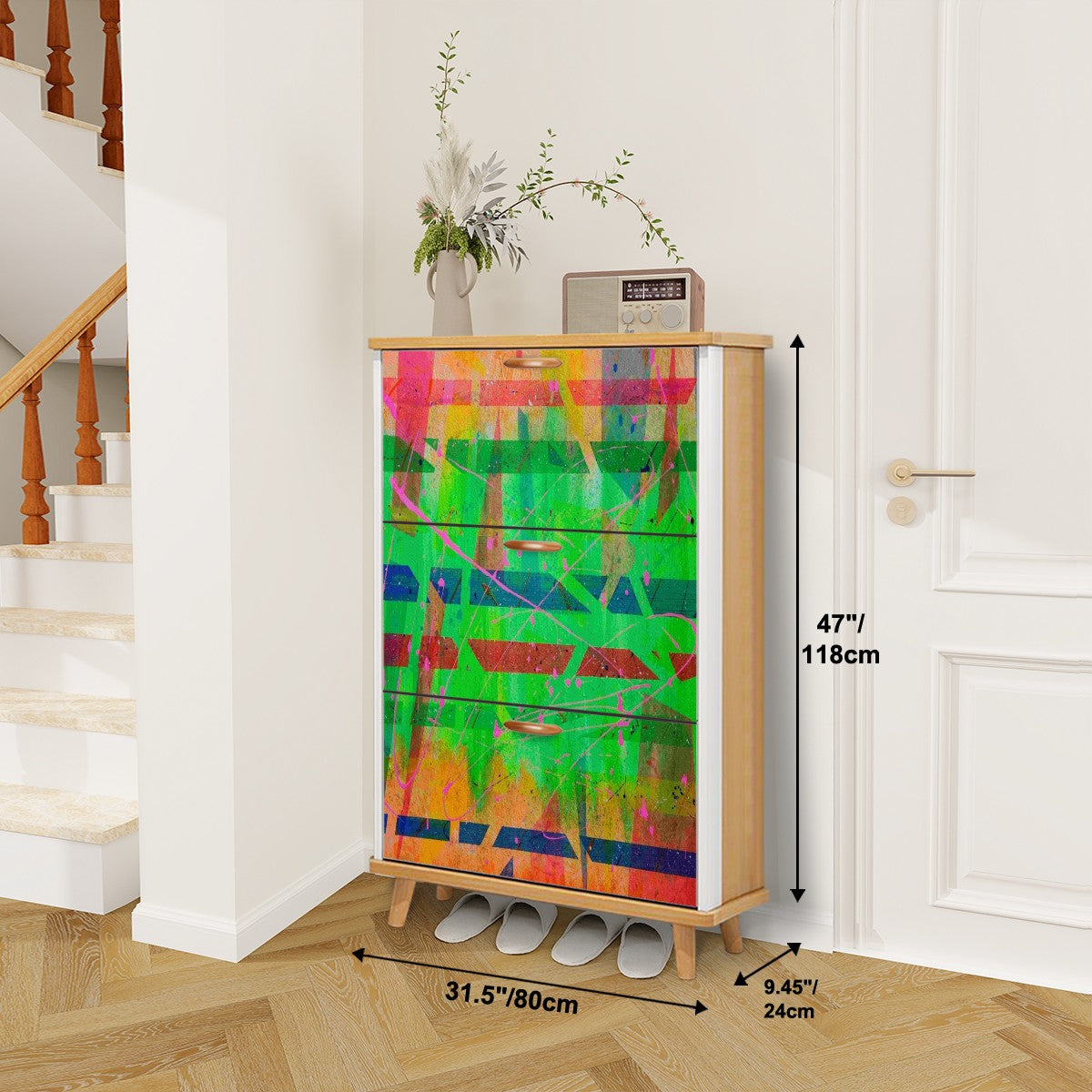 Gavin Scott Wood & Leather Shoe Cabinet