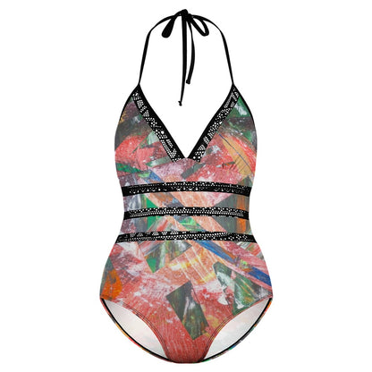 Gavin Scott Lace Halter One-Piece Swimsuit (Femme XL-4XL)