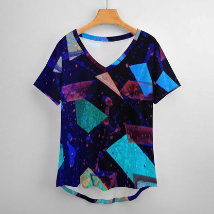 Gavin Scott Ice Silk V-Neck Short-sleeve Shirt (Femme S-5XL)