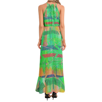 Gavin Scott Ruffle Hem Halter Neck Maxi Dress (Femme XS-3XL)