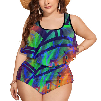Gavin Scott Ruffled Two Piece Swimsuit (Femme XL-4XL)
