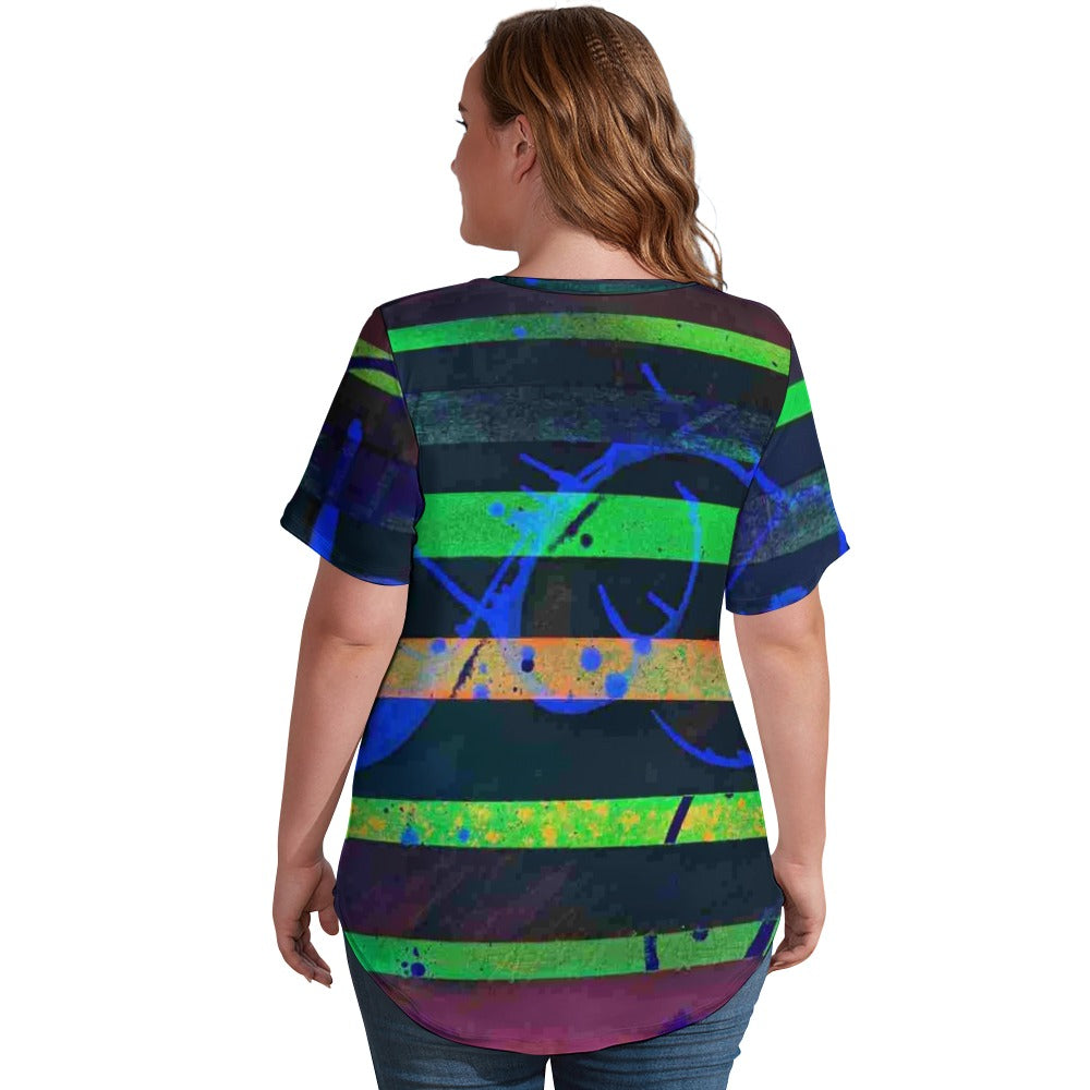 Gavin Scott Ice Silk V-Neck Short-sleeve Shirt (Femme S-5XL)