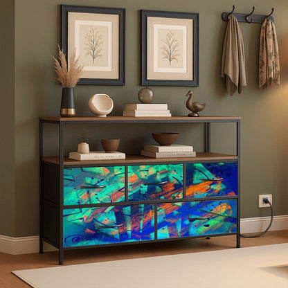 Gavin Scott TV Stand w/5 Drawer Dresser & Charging Station