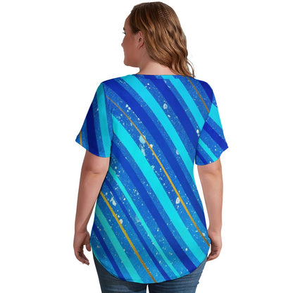 Gavin Scott Ice Silk V-Neck Short-sleeve Shirt (Femme S-5XL)