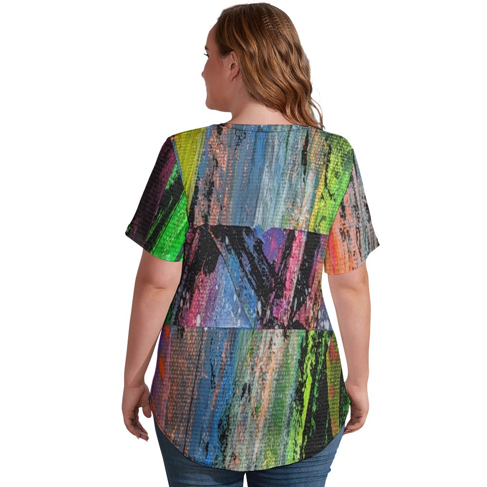 Gavin Scott Ice Silk V-Neck Short-sleeve Shirt (Femme S-5XL)