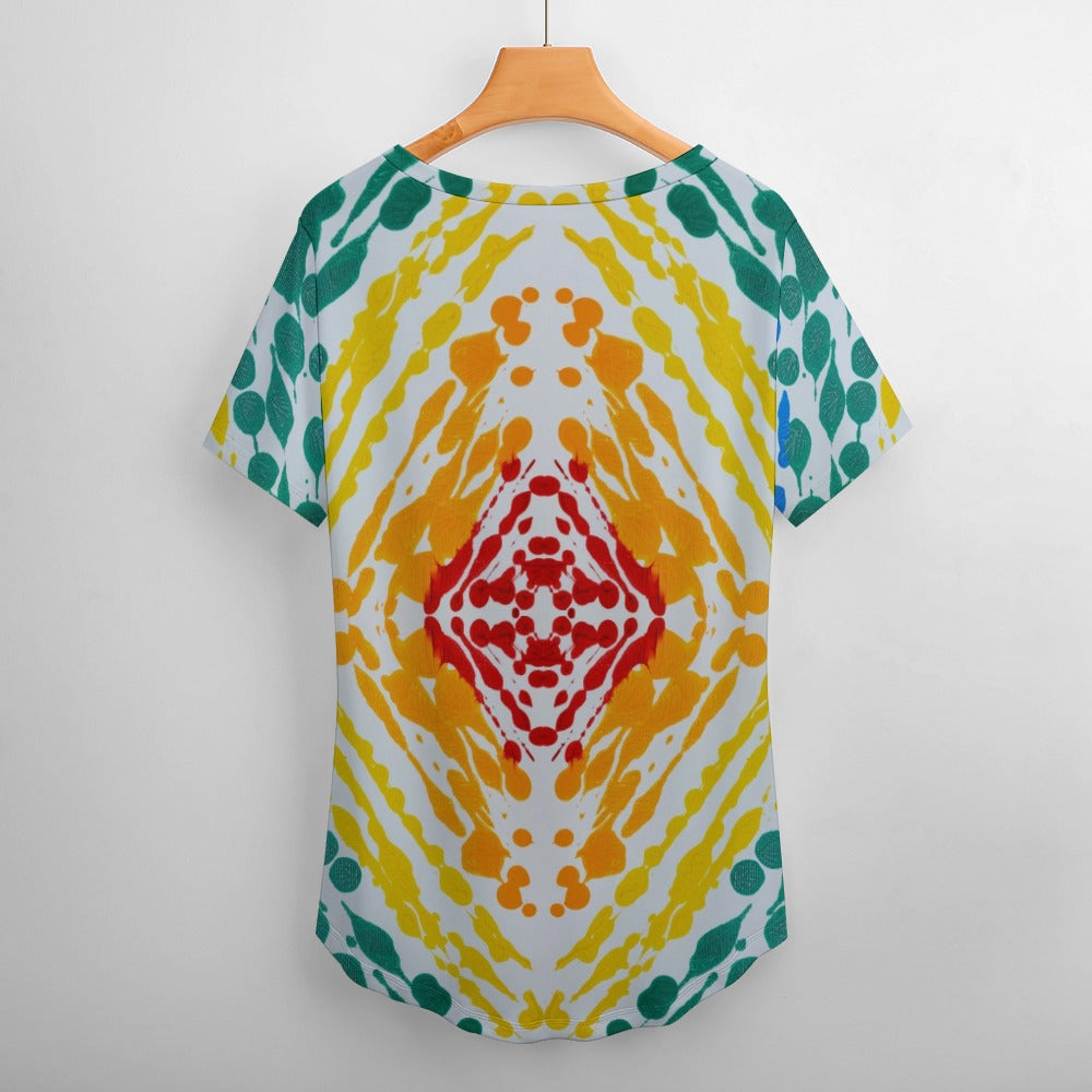 Gavin Scott Ice Silk V-Neck Short-sleeve Shirt (Femme S-5XL)