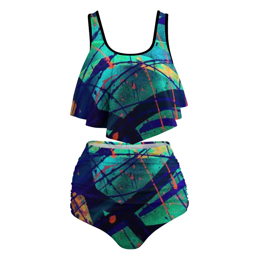 Gavin Scott Ruffled Two Piece Swimsuit (Femme XL-4XL)