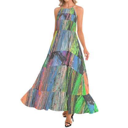 Gavin Scott Ruffle Hem Halter Neck Maxi Dress (Femme XS-3XL)