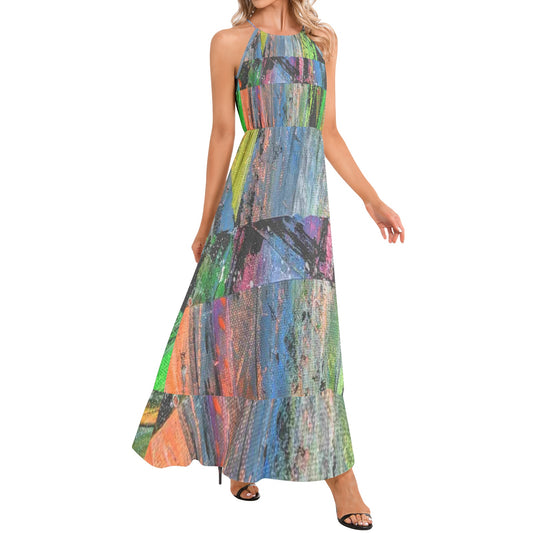 Gavin Scott Ruffle Hem Halter Neck Maxi Dress (Femme XS-3XL)