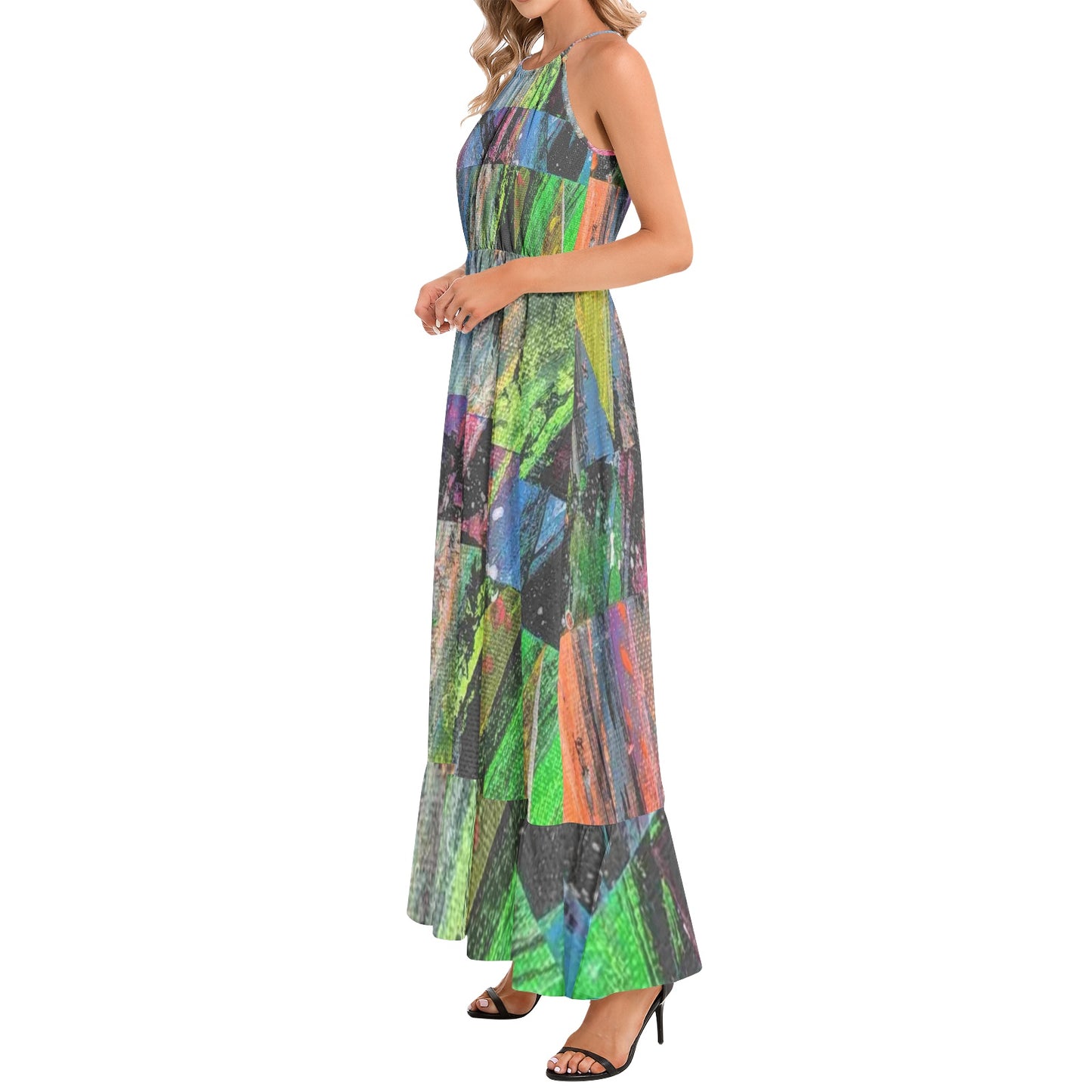 Gavin Scott Ruffle Hem Halter Neck Maxi Dress (Femme XS-3XL)
