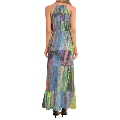 Gavin Scott Ruffle Hem Halter Neck Maxi Dress (Femme XS-3XL)