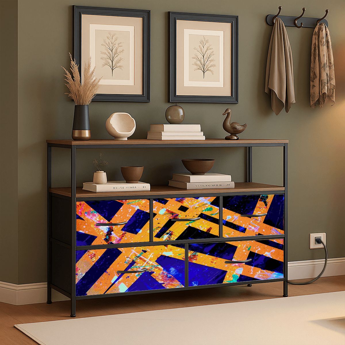 Gavin Scott TV Stand w/5 Drawer Dresser & Charging Station