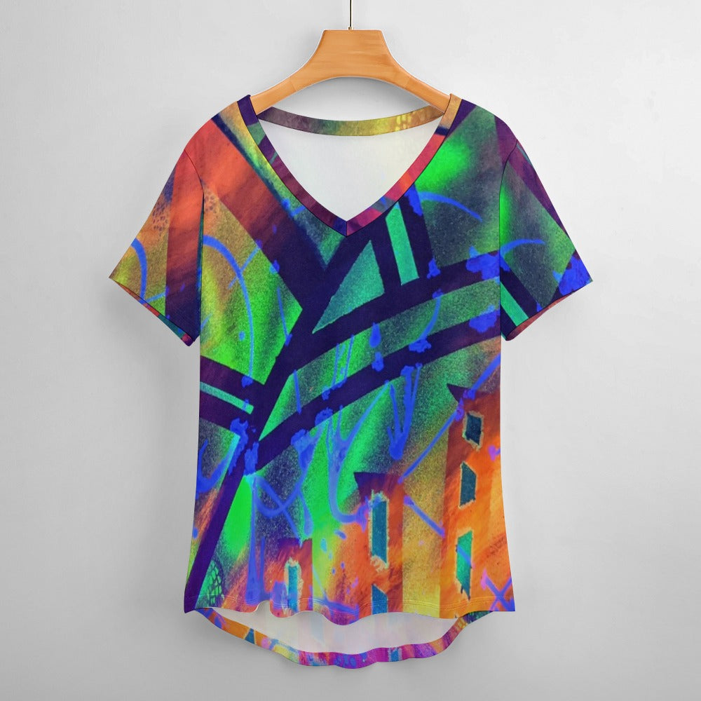 Gavin Scott Ice Silk V-Neck Short-sleeve Shirt (Femme S-5XL)