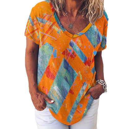 Gavin Scott Ice Silk V-Neck Short-sleeve Shirt (Femme S-5XL)