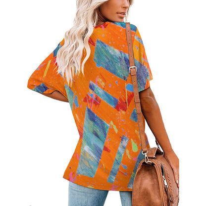 Gavin Scott Ice Silk V-Neck Short-sleeve Shirt (Femme S-5XL)