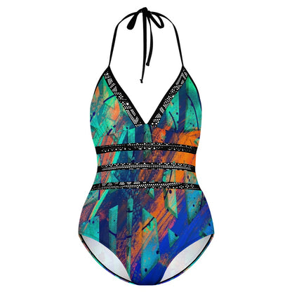 Gavin Scott Lace Halter One-Piece Swimsuit (Femme XL-4XL)