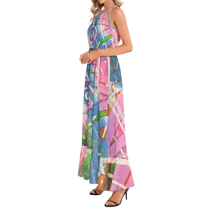 Gavin Scott Ruffle Hem Halter Neck Maxi Dress (Femme XS-3XL)