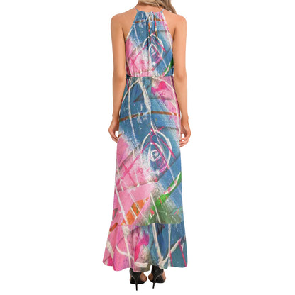 Gavin Scott Ruffle Hem Halter Neck Maxi Dress (Femme XS-3XL)