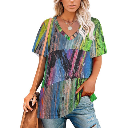 Gavin Scott Ice Silk V-Neck Short-sleeve Shirt (Femme S-5XL)