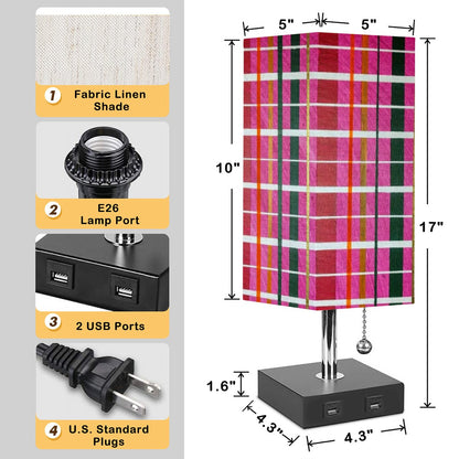 Gavin Scott Square Table Lamp with two USB Ports