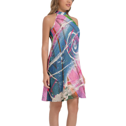 Gavin Scott Tie Back Halter Neck Flared Dress (Femme XS-3XL)