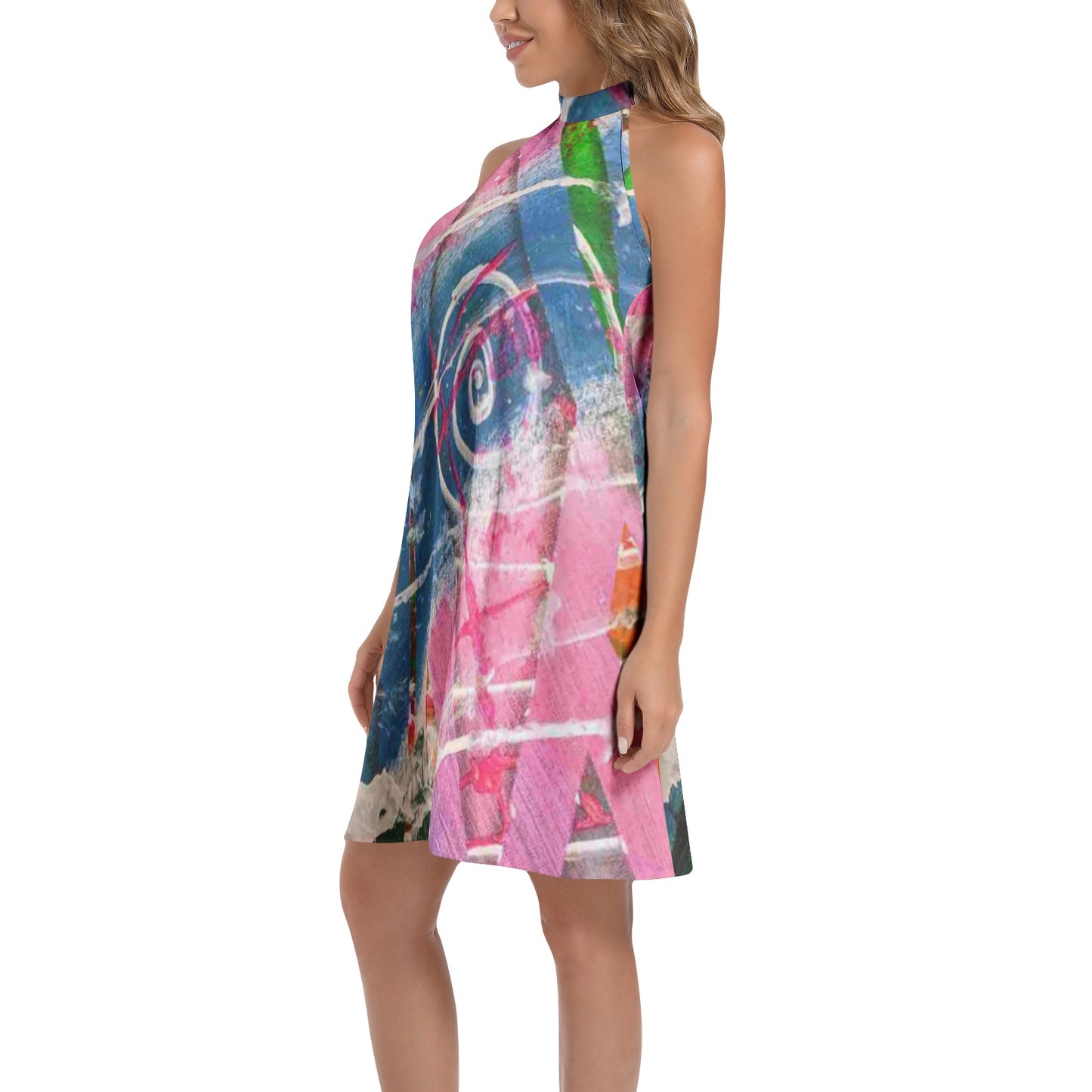 Gavin Scott Tie Back Halter Neck Flared Dress (Femme XS-3XL)