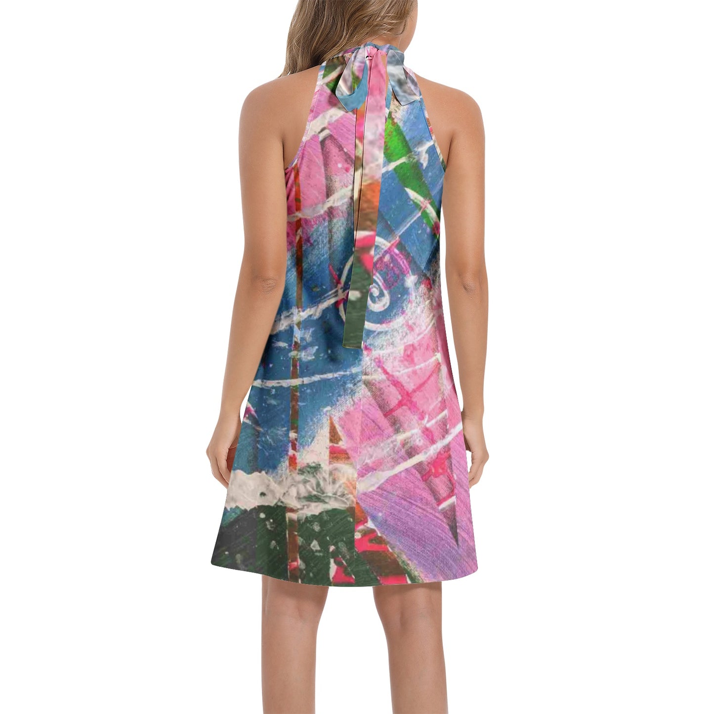 Gavin Scott Tie Back Halter Neck Flared Dress (Femme XS-3XL)