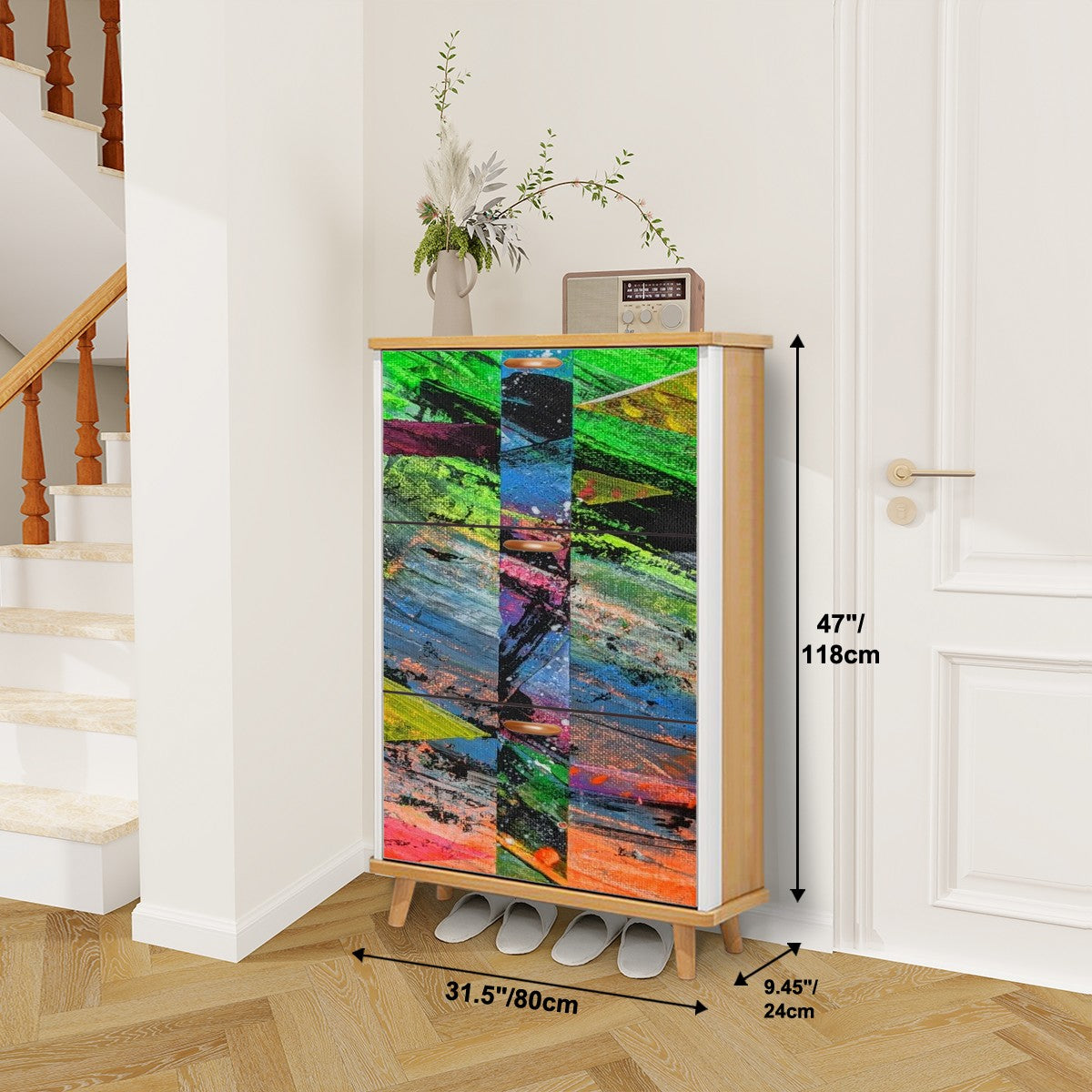 Gavin Scott Wood & Leather Shoe Cabinet