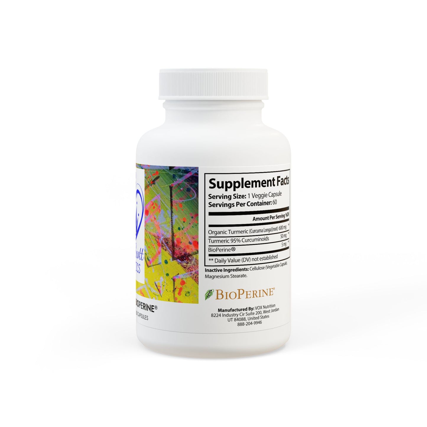 Gavin Scott Cosmetics Turmeric with BioPerine® (Black Pepper Fruit Extract) Supplement (60 Capsules)