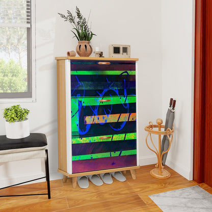 Gavin Scott Wood & Leather Shoe Cabinet