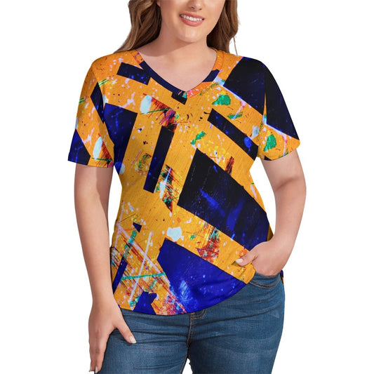 Gavin Scott Ice Silk V-Neck Short-sleeve Shirt (Femme S-5XL)