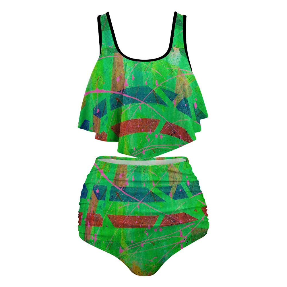 Gavin Scott Ruffled Two Piece Swimsuit (Femme XL-4XL)