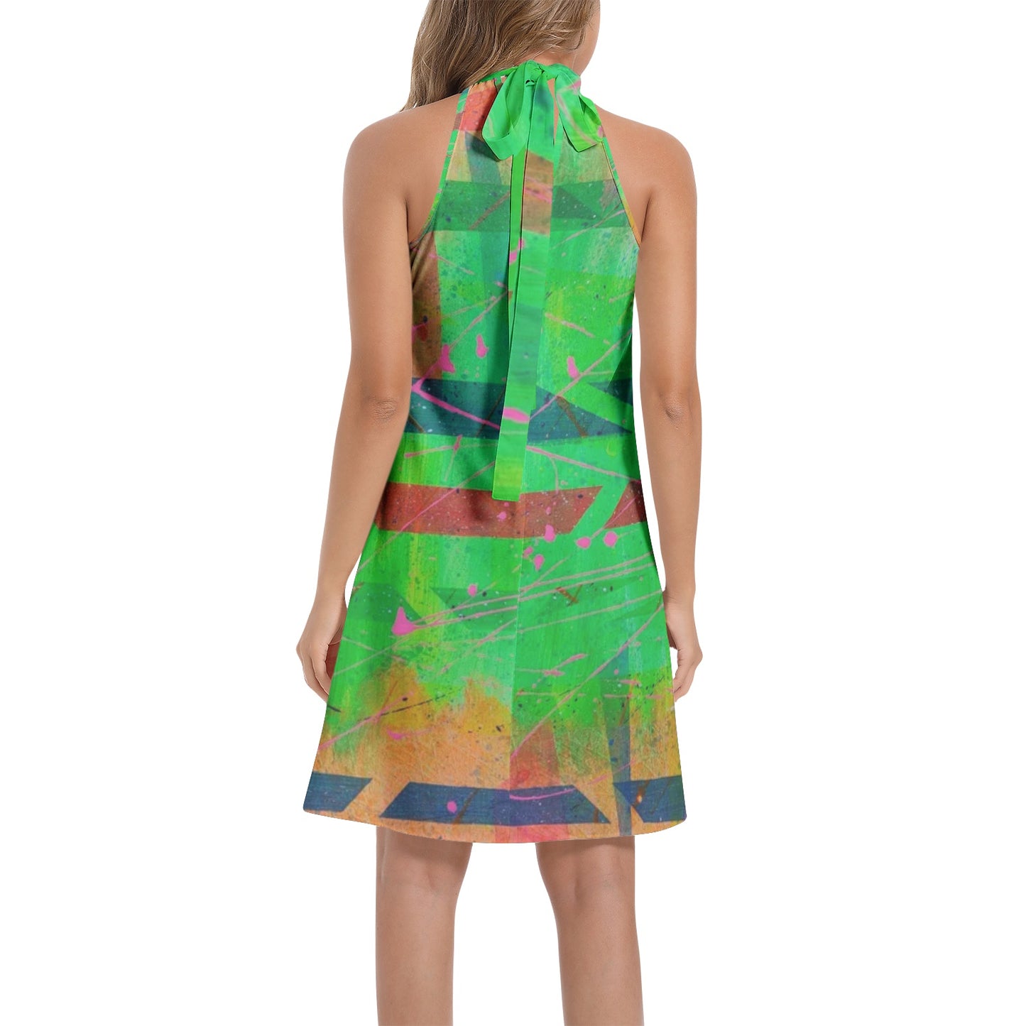 Gavin Scott Tie Back Halter Neck Flared Dress (Femme XS-3XL)