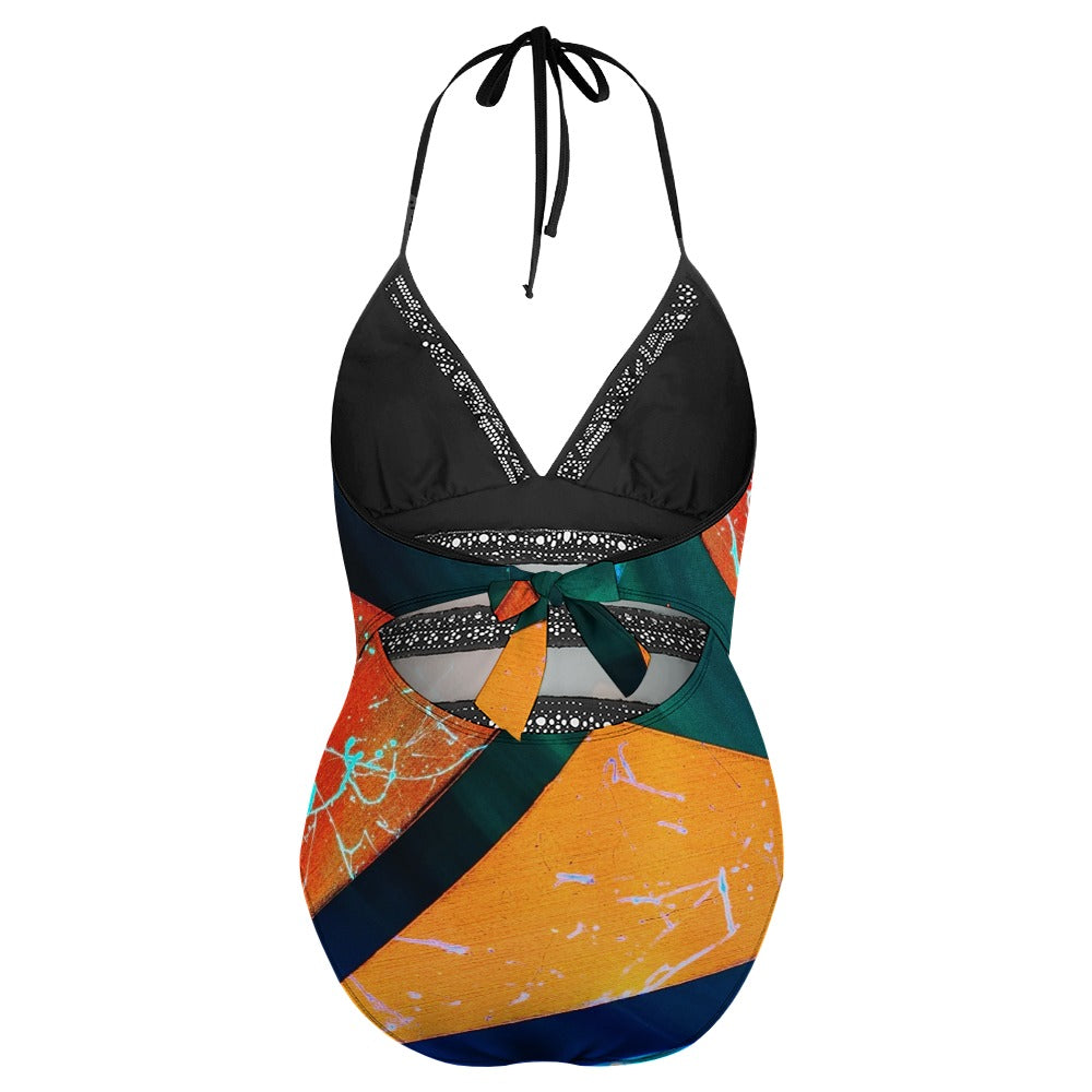 Gavin Scott Lace Halter One-Piece Swimsuit (Femme XL-4XL)