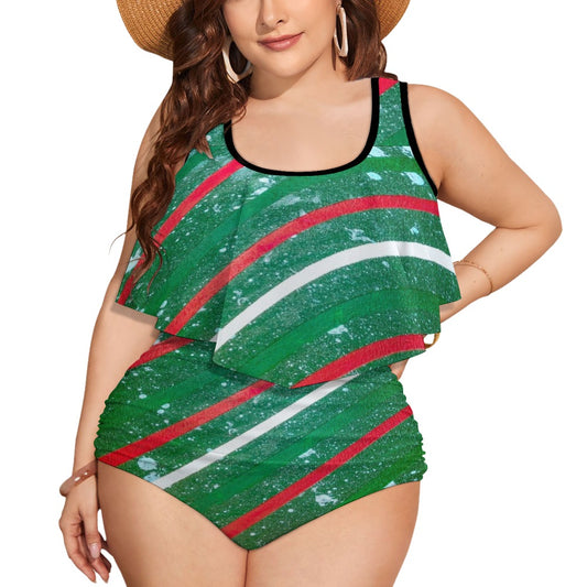 Gavin Scott Ruffled Two Piece Swimsuit (Femme XL-4XL)