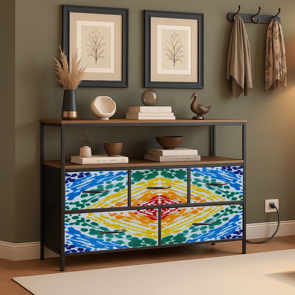 Gavin Scott TV Stand w/5 Drawer Dresser & Charging Station