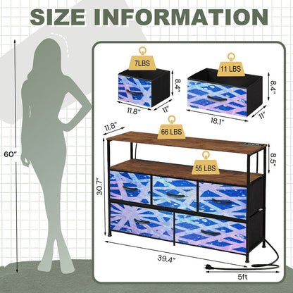 Gavin Scott TV Stand w/5 Drawer Dresser & Charging Station