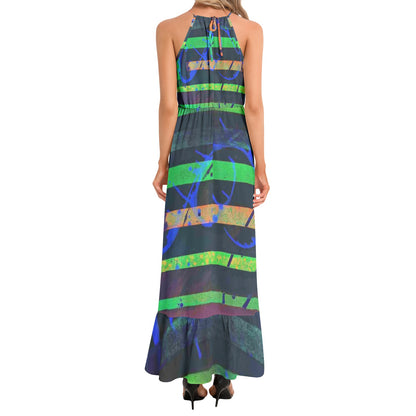 Gavin Scott Ruffle Hem Halter Neck Maxi Dress (Femme XS-3XL)