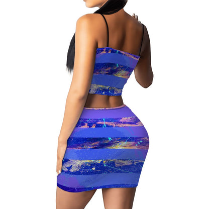 Gavin Scott Crop Tank Top & Mini Skirt Set (Femme S-4XL)