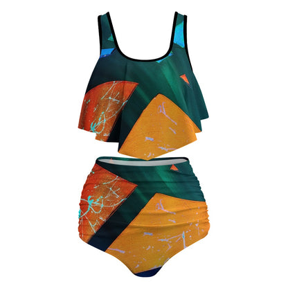 Gavin Scott Ruffled Two Piece Swimsuit (Femme XL-4XL)