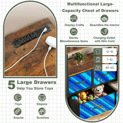 Gavin Scott TV Stand w/5 Drawer Dresser & Charging Station