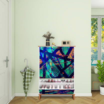 Gavin Scott Wood & Leather Shoe Cabinet