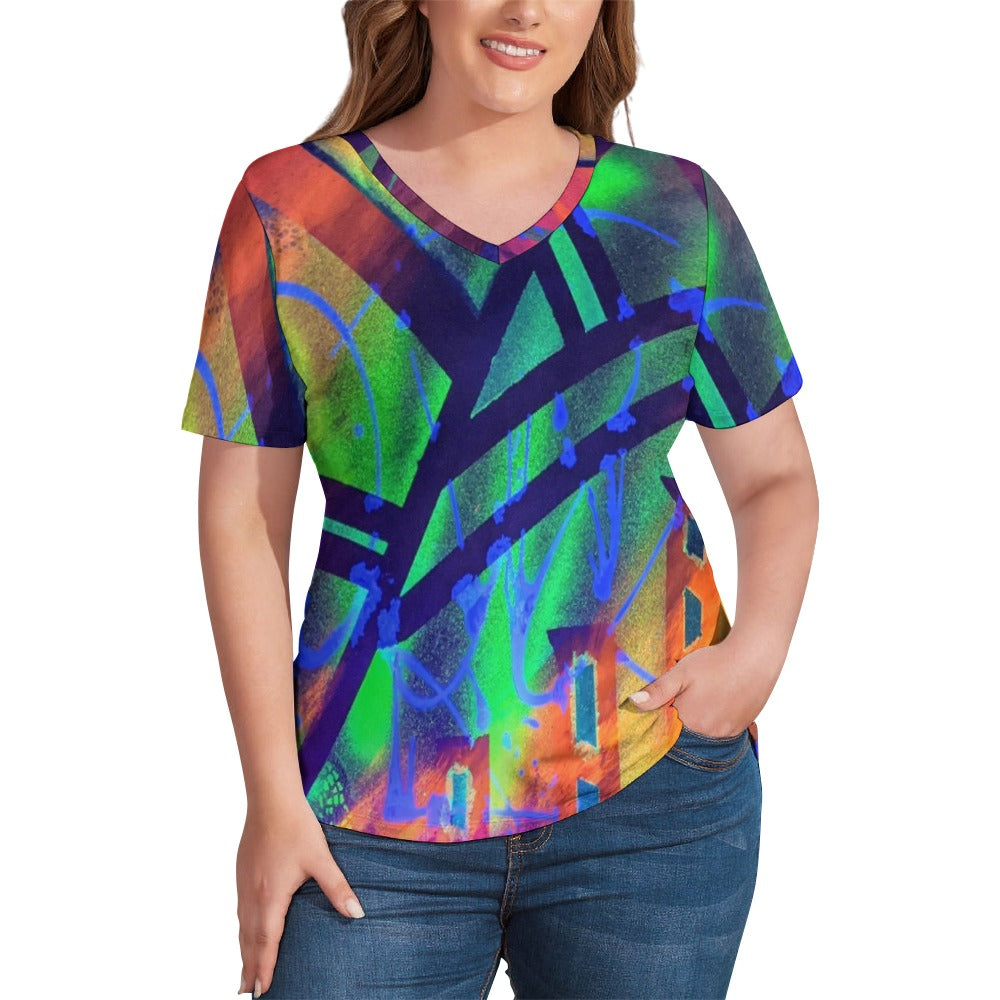 Gavin Scott Ice Silk V-Neck Short-sleeve Shirt (Femme S-5XL)